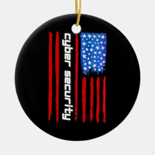 Funny Cybersecurity IT Analyst American Flag Keramik Ornament (Vorne)