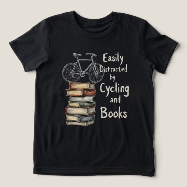 Funny Cycling and Books Lover Zitat Tri-Blend Shirt (Design Vorderseite)