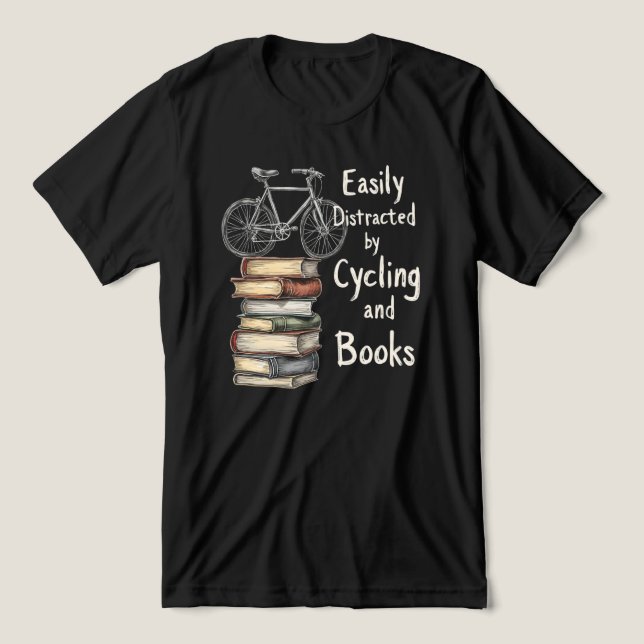 Funny Cycling and Books Lover Zitat Tri-Blend Shirt (Design Vorderseite)