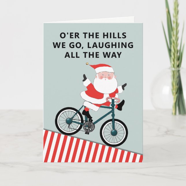 Funny Cycling Biking Holiday Card Feiertagskarte (Vorderseite)