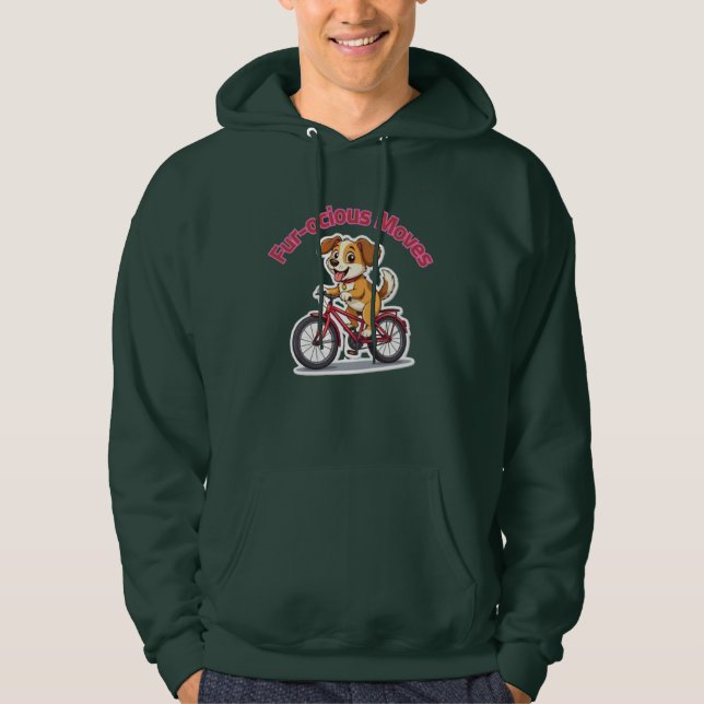 **Funny Cycling Dog – Cute Dog Riding a Bicycle Il Hoodie (Vorderseite)