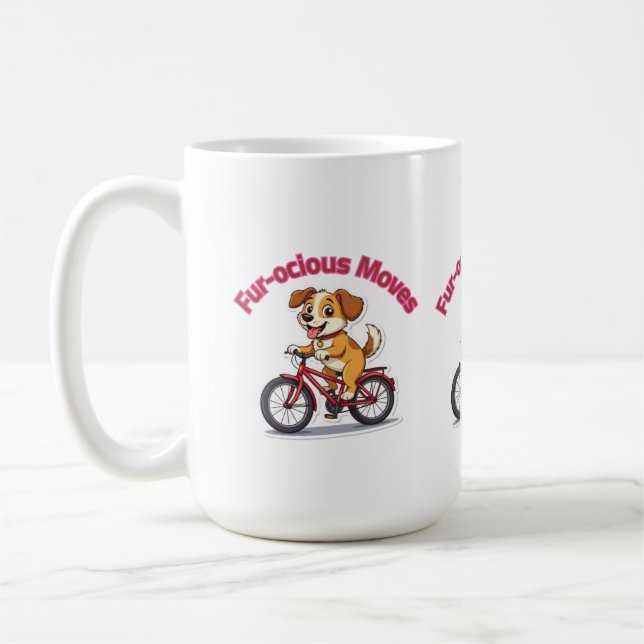 **Funny Cycling Dog – Cute Dog Riding a Bicycle Il Kaffeetasse (Links)