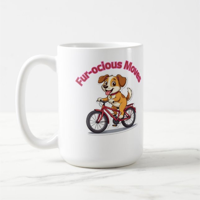 **Funny Cycling Dog – Cute Dog Riding a Bicycle Il Kaffeetasse (Links)
