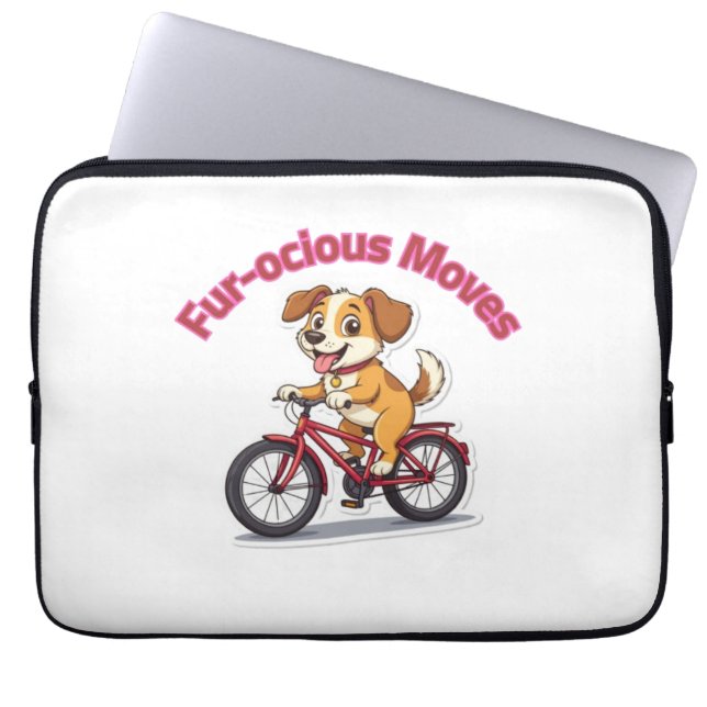 **Funny Cycling Dog – Cute Dog Riding a Bicycle Il Laptopschutzhülle (Vorderseite)