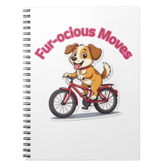 **Funny Cycling Dog – Cute Dog Riding a Bicycle Il Notizblock (Vorderseite)