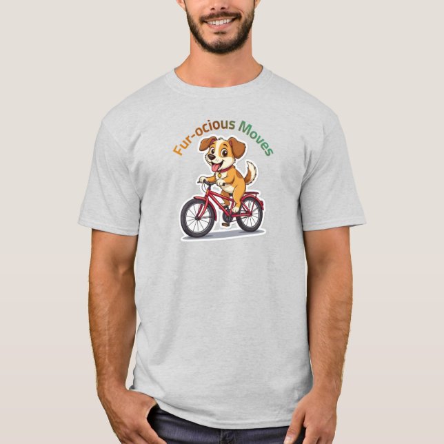 **Funny Cycling Dog – Cute Dog Riding a Bicycle Il T-Shirt (Vorderseite)