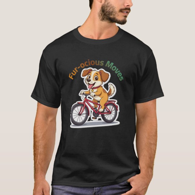 **Funny Cycling Dog – Cute Dog Riding a Bicycle Il T-Shirt (Vorderseite)