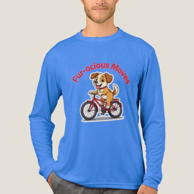 **Funny Cycling Dog – Cute Dog Riding a Bicycle Il Tri-Blend Shirt (Vorderseite)