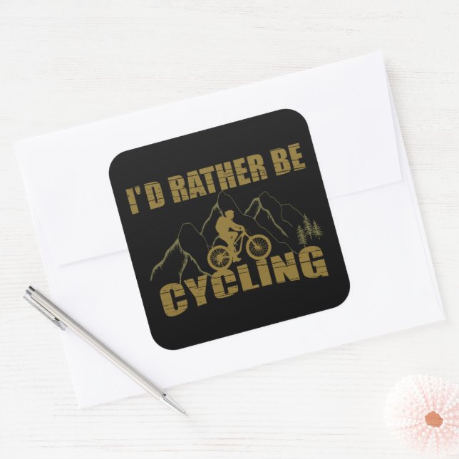 Funny Cycling Quotes Quadratischer Aufkleber (Umschlag)