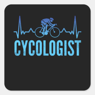 Funny Cycologist Heartbeat-Cycling-Geschenk Quadratischer Aufkleber