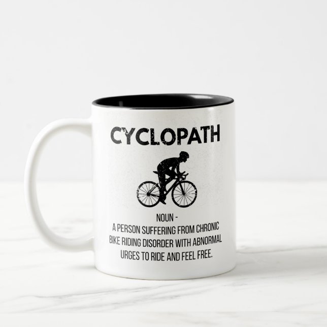 Funny Cycopath Cycling Definition Geschenk, Bike-V Zweifarbige Tasse (Links)