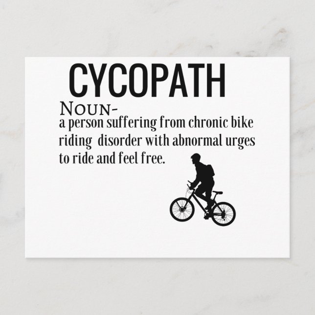Funny Cycopath Noun Design Dictionary Definition Postkarte (Vorderseite)