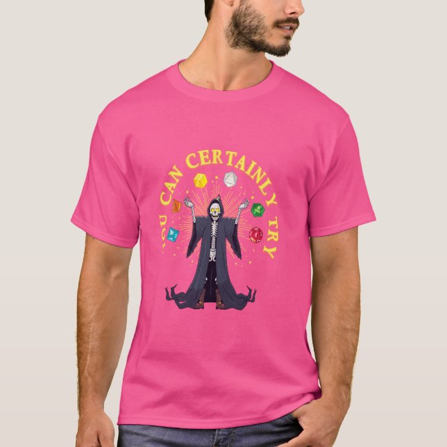 Funny D20 Dice Game Skeleton Witchcraft Nerdy Game T-Shirt (Vorderseite)