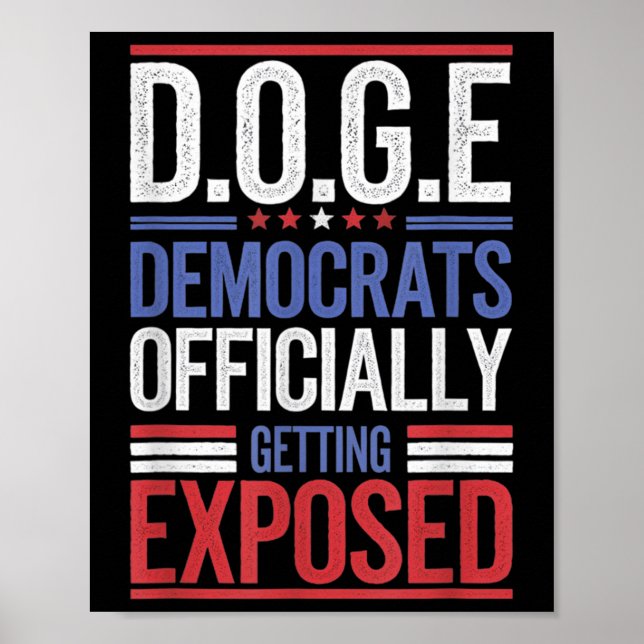 Funny D.o.g.e Doge Government Efficiency US Flag Poster (Vorne)
