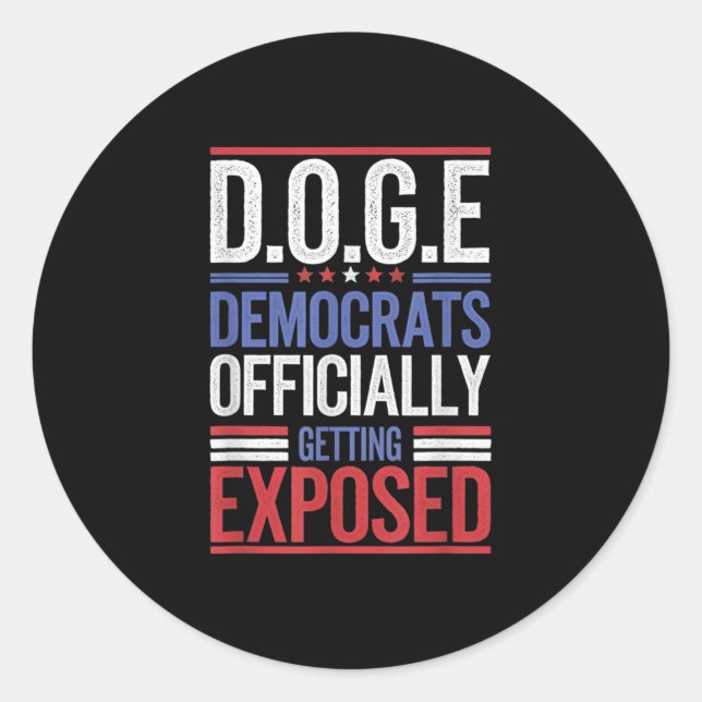 Funny D.o.g.e Doge Government Efficiency US Flag Runder Aufkleber (Vorderseite)