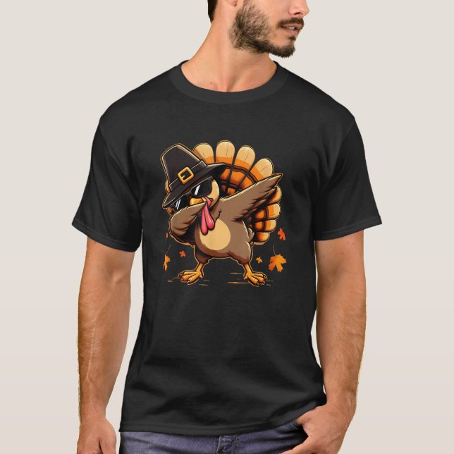 Funny Dab Dabbing Türkei Erntedank Day Pilgrim T-Shirt (Vorderseite)