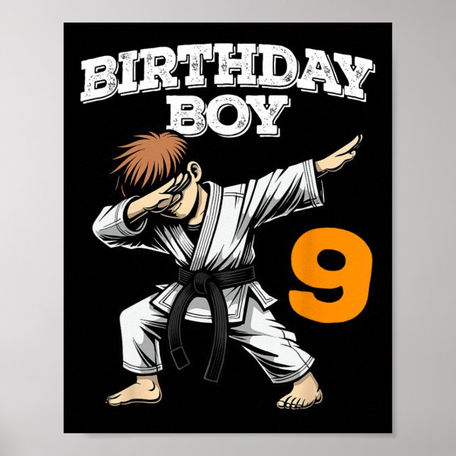 Funny Dabbing 9th Birthday Boy Karate 9 Year Old B Poster (Vorne)