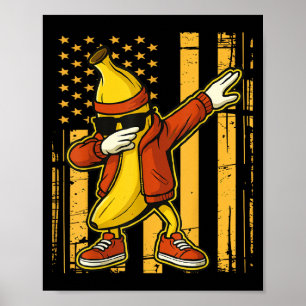 Funny Dabbing Banana Cool Frucht Dab American Flag Poster