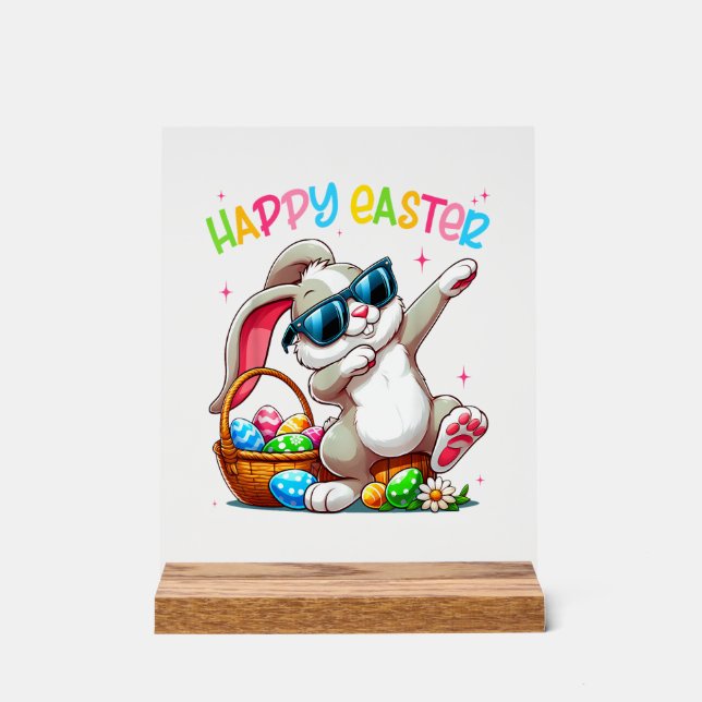 Funny Dabbing Bunny Easter Happy Easter for Boys G Acrylschild (Vorderseite)