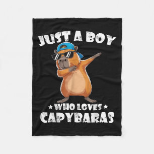 Funny Dabbing Capybara Tragend Hat Animal Lover Ki Fleecedecke