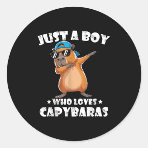 Funny Dabbing Capybara Tragend Hat Animal Lover Ki Runder Aufkleber