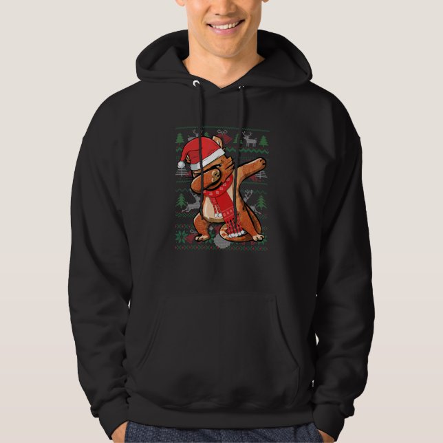 Funny Dabbing Cat Ugly Christmas Sweater Party Cos Hoodie (Vorderseite)
