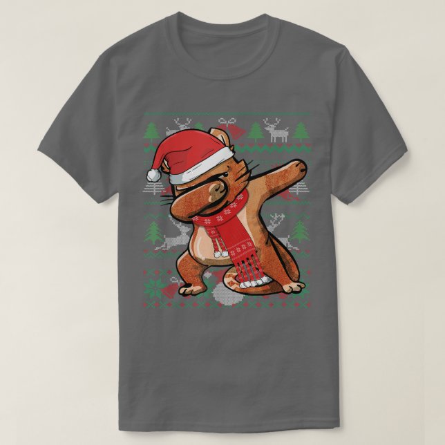 Funny Dabbing Cat Ugly Christmas Sweater Party Cos T-Shirt (Design vorne)