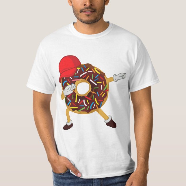 Funny Dabbing Chocolate Sprinkles Donut T-Shirt (Vorderseite)