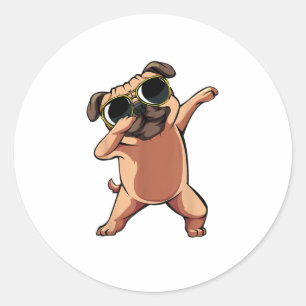 Funny Dabbing Dab Mops Hunde Tiere Tanz Tier Welpe Runder Aufkleber