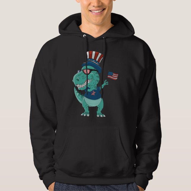 Funny Dabbing Dinosaur 4th July Amerisaurus T Rex  Hoodie (Vorderseite)