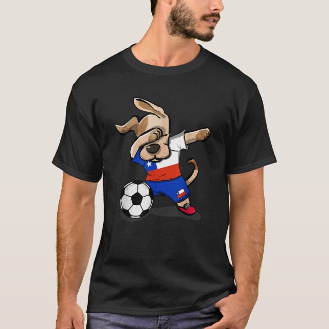Funny Dabbing Dog Chile Soccer Jersey Chilean Foot T-Shirt (Vorderseite)