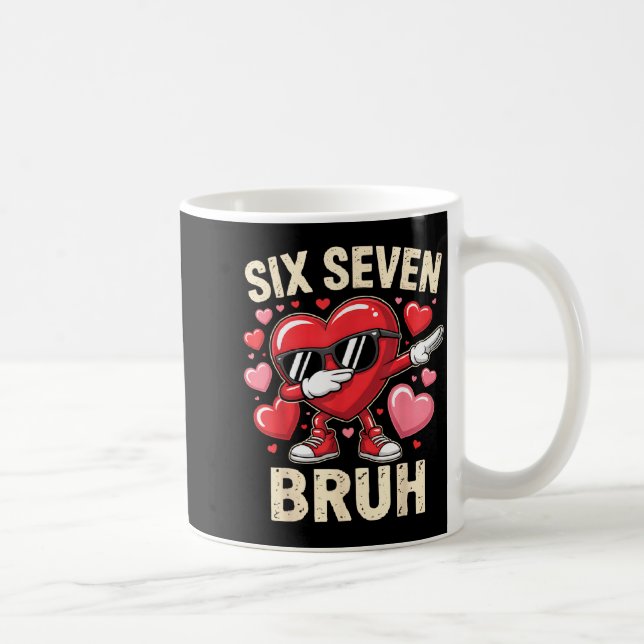 Funny Dabbing Heart 67 Bruh Six Seven Meme Valenti Kaffeetasse (Rechts)