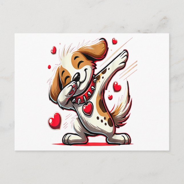 Funny Dabbing Hund Herz Valentine's Day Geschenke  Postkarte (Vorderseite)