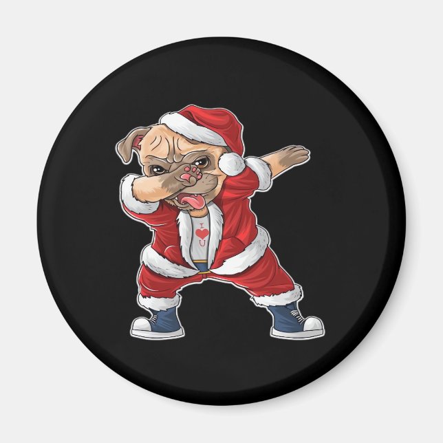 Funny Dabbing Hund Weihnachten Pajamas Geschenk fü Magnet (Vorne)