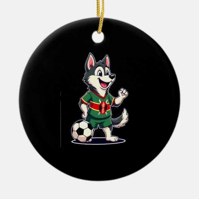 Funny Dabbing Husky Dog Kenya Football - Kenyan Fl Keramik Ornament (Vorne)