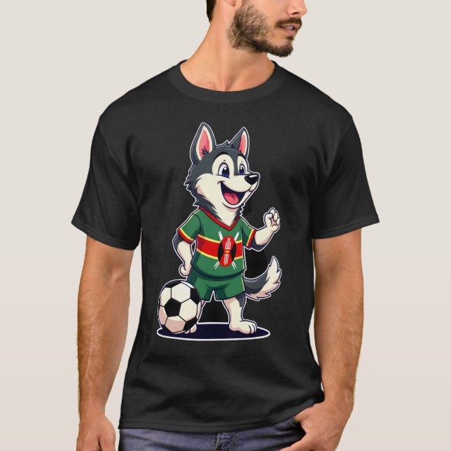 Funny Dabbing Husky Dog Kenya Football - Kenyan Fl T-Shirt (Vorderseite)
