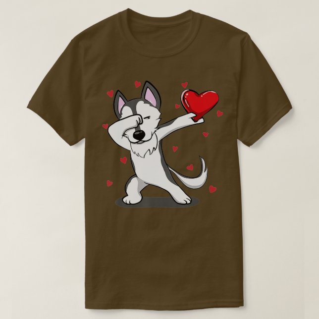 Funny Dabbing Husky Herz Valentine's Day Gift Boy T-Shirt (Design vorne)