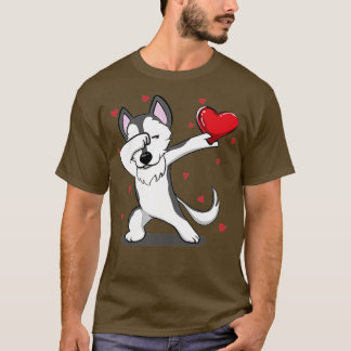 Funny Dabbing Husky Herz Valentine's Day Gift Boy T-Shirt