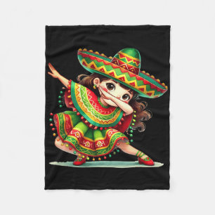 Funny Dabbing Mexican Girls Cinco De Mayo Poncho Fleecedecke
