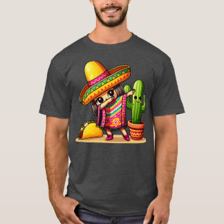 Funny Dabbing Mexican Poncho Sombrero Mädchen Jung T-Shirt