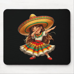 Funny Dabbing Mexican Sombrero Cinco De Mayo Girl Mousepad