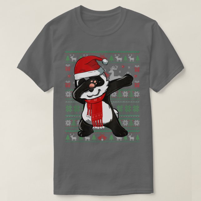 Funny Dabbing Panda Ugly Christmas Sweater Party C T-Shirt (Design vorne)