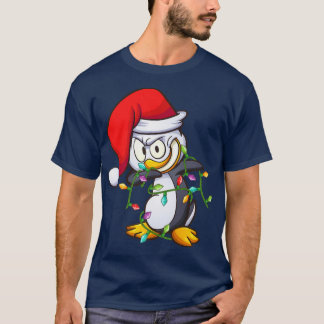 Funny Dabbing Penguin Bird Xmas Lights Pinguin Chr T-Shirt
