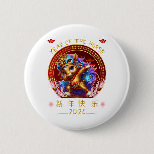Funny Dabbing Pferd Chinesisch Zodiaka Jahr der St Button