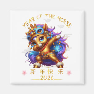 Funny Dabbing Pferd Chinesisch Zodiaka Jahr der St Magnet