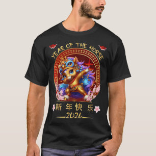 Funny Dabbing Pferd Chinesisch Zodiaka Jahr der St T-Shirt