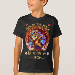 Funny Dabbing Pferd Chinesisch Zodiaka Jahr der St T-Shirt