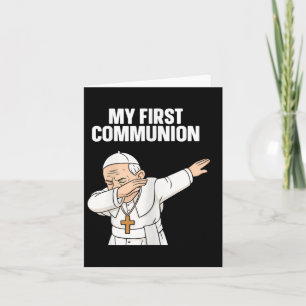 Funny Dabbing Pope My First Communitygift T-Shirt Karte