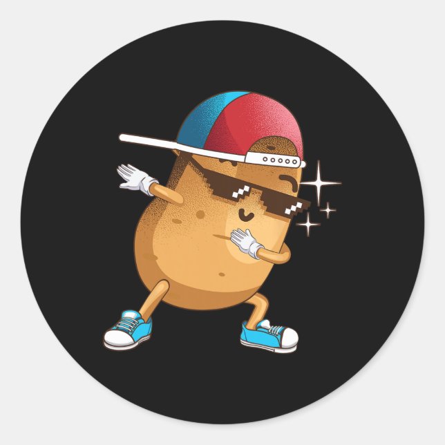Funny Dabbing Potato Geschenk Coole Tanzspuden Ang Runder Aufkleber (Vorderseite)
