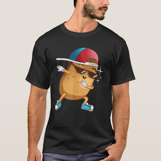 Funny Dabbing Potato Geschenk Coole Tanzvorführung T-Shirt (Vorderseite)